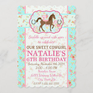 Invitation de la cow-girl chic de Shabby Floral Po