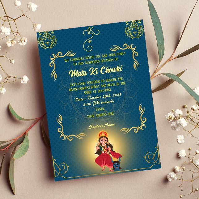 Invitation de la déesse Mata Ki Chowki Durga Jagra (Créateur téléchargé)