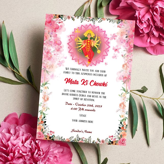 Invitation de la déesse Mata Ki Chowki Durga Jagra (Créateur téléchargé)