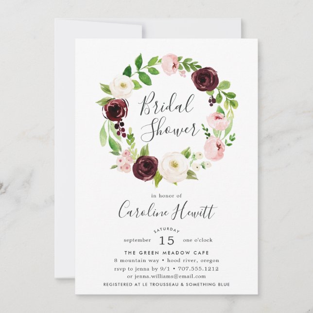 Invitation de la douche nuptiale Blush Romance (Devant)