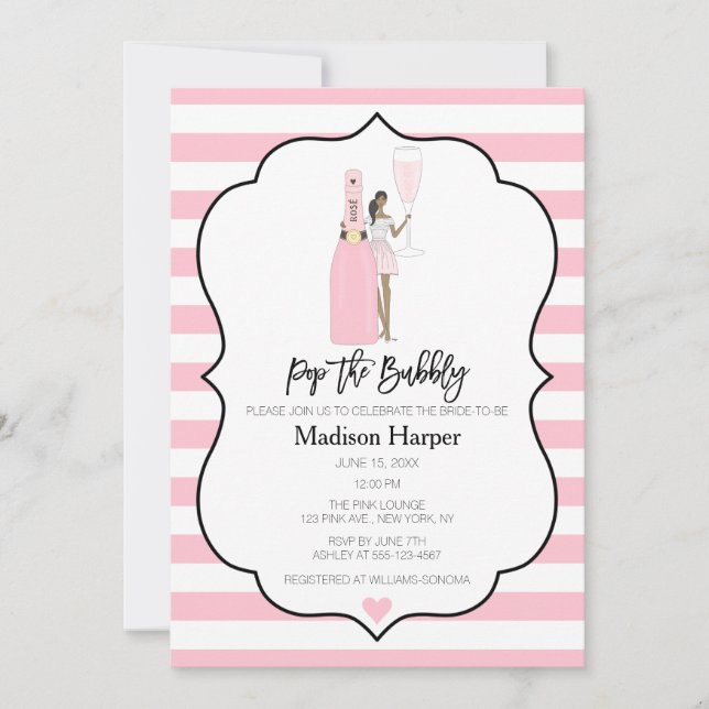 Invitation de la douche nuptiale Bubbly (Devant)