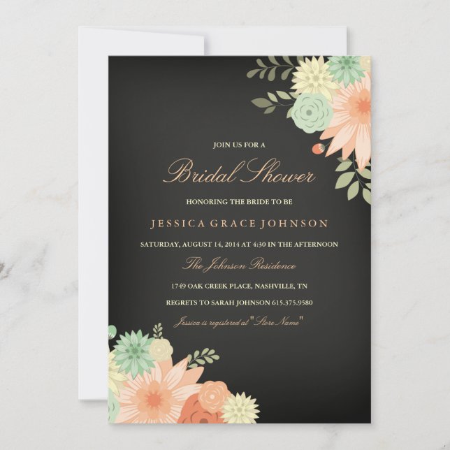 Invitation de la douche nuptiale Chalkboard Spring (Devant)
