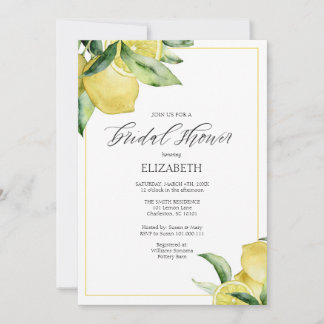 Invitation de la douche nuptiale Citrons Bordure j
