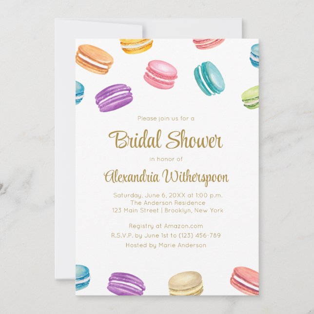 Invitation de la douche nuptiale de Macaron (Devant)