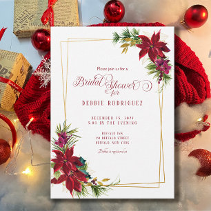 Invitation de la douche nuptiale de Noël Poinsetti