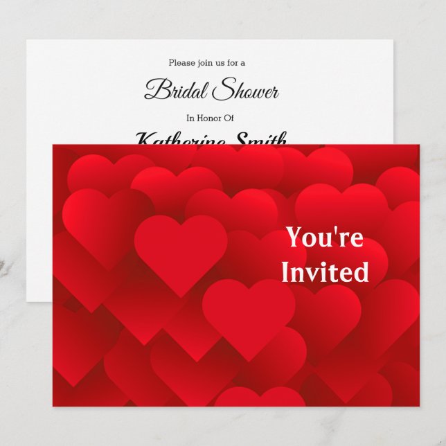 Invitation de la douche nuptiale de nombreux coeur (Devant / Derrière)