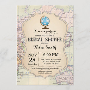 Invitation de la douche nuptiale de voyage