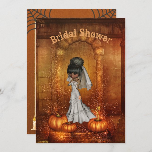 Invitation de la douche nuptiale d'Halloween (Devant / Derrière)