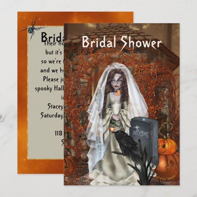 Invitation de la douche nuptiale d'Halloween (Devant / Derrière)