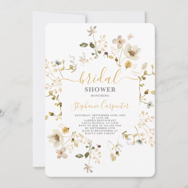 Invitation de la douche nuptiale fleur sauvage (Devant)