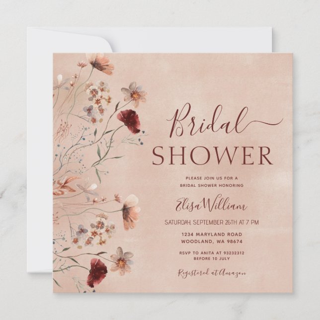Invitation de la douche nuptiale Fleur sauvage de  (Devant)