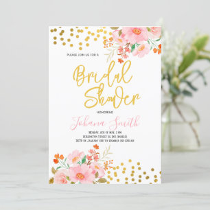 Invitation de la douche nuptiale Gold Floral Sprin