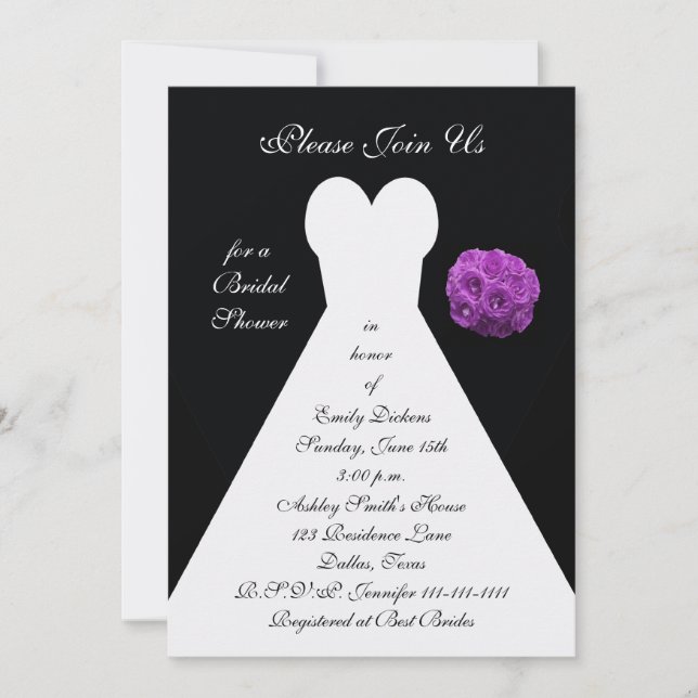 Invitation de la douche nuptiale — Gown nuptiale a (Devant)
