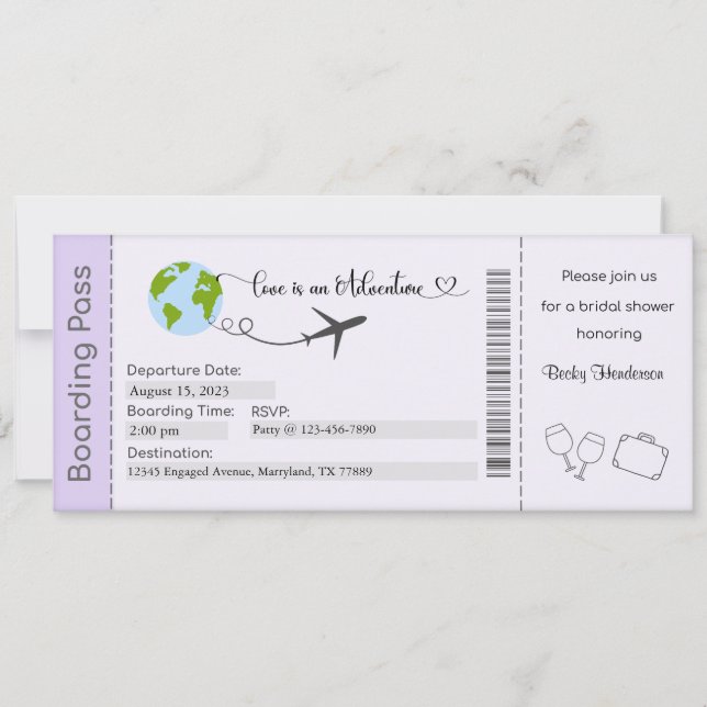 Invitation de la douche nuptiale, Mariée à être in (Devant)