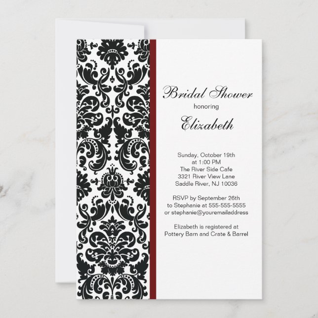 Invitation de la douche nuptiale Merlot Red (Devant)