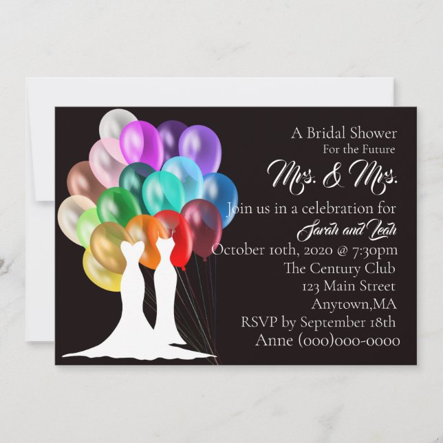 Invitation de la douche nuptiale Mme & Mme (Devant)