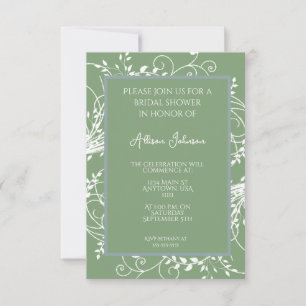 Invitation de la douche nuptiale Moss Green Flouri