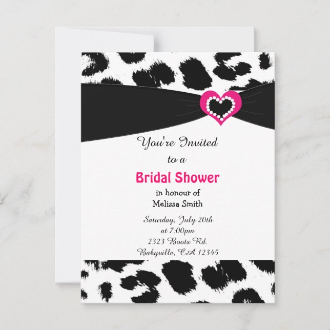 Invitation de la douche nuptiale Motif Leopard (Devant)