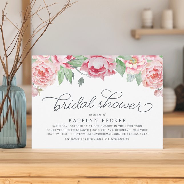 Invitation de la douche nuptiale Peony antique (Créateur téléchargé)