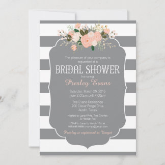 Invitation de la douche nuptiale, rayure grise pêc