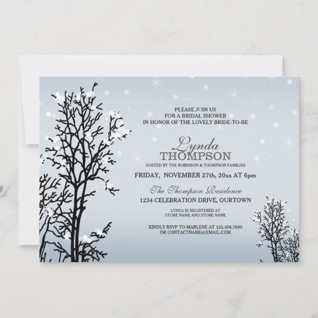 Invitation de la douche nuptiale Winter Wonderland (Devant)