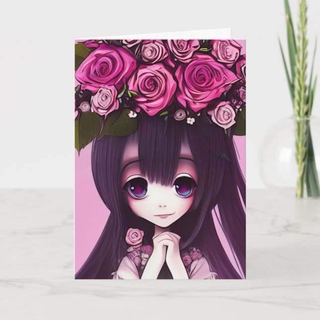 Invitation de la femme de ménage Anime Big Eyed (Devant)