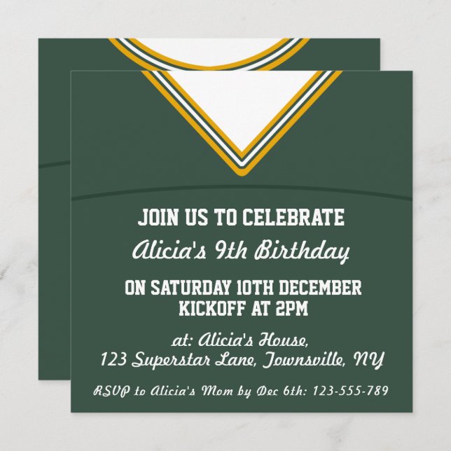 Invitation de la fête à thème du Jersey, LAX (Devant / Derrière)