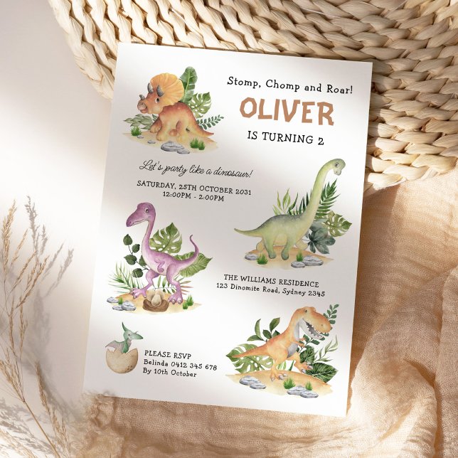 Invitation de la fête Anniversaire de enfant Dinos (Créateur téléchargé)