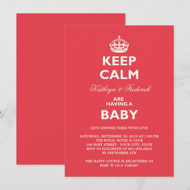 Invitation de la fête Baby shower des couples au c (Devant / Derrière)