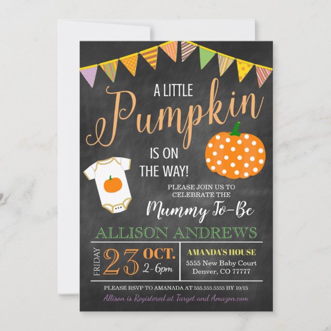 Invitation de la fête Baby shower d'Halloween (Devant)