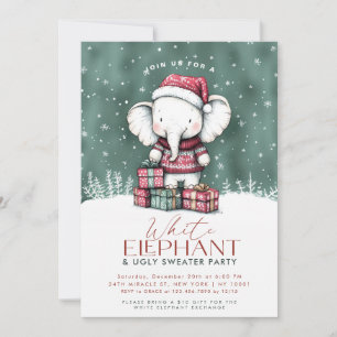 Invitation de la fête blanche éléphant laide