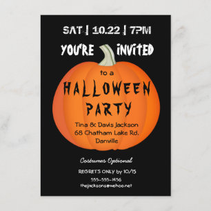 Invitation de la fête Citrouille d'Halloween éffra