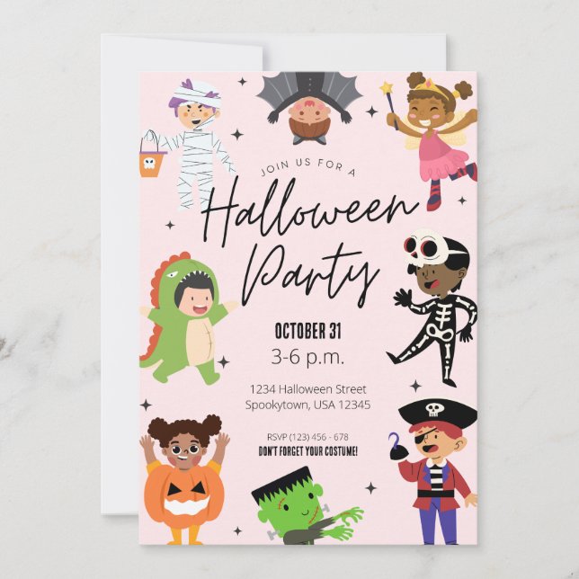 Invitation de la fête costumée d'Halloween pour en (Devant)