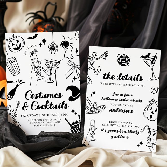 Invitation de la fête costumée Halloween dessinée  (Créateur téléchargé)