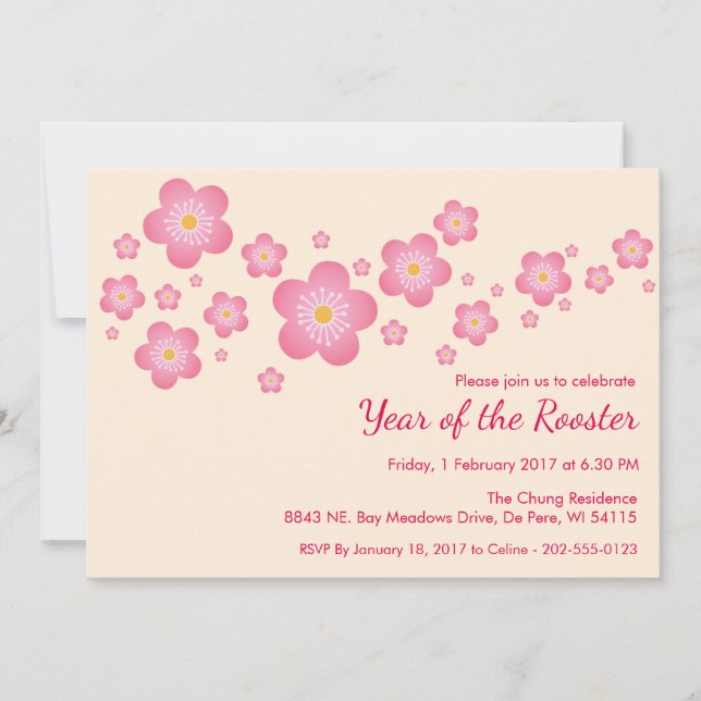 Invitation de la fête Customisée du Nouvel An chin (Devant)