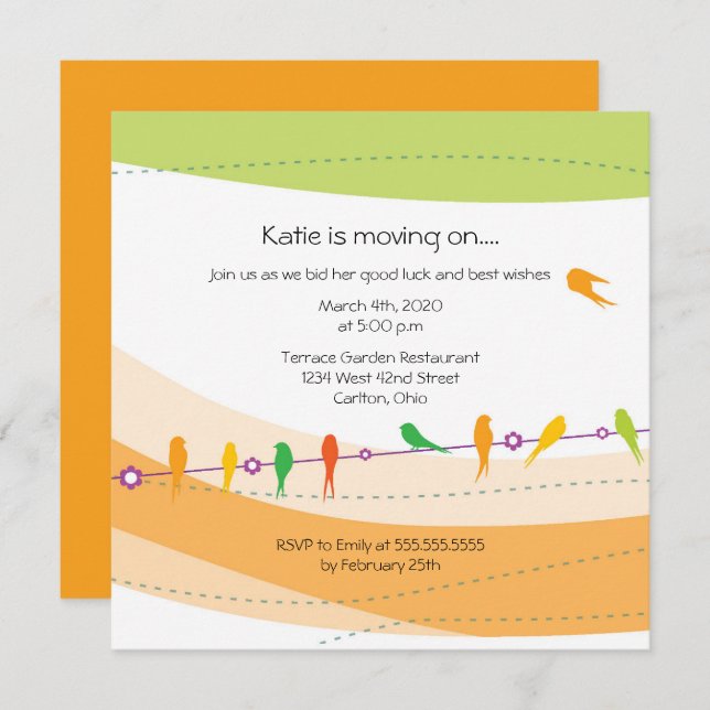 Invitation de la fête d'adieu (Devant / Derrière)