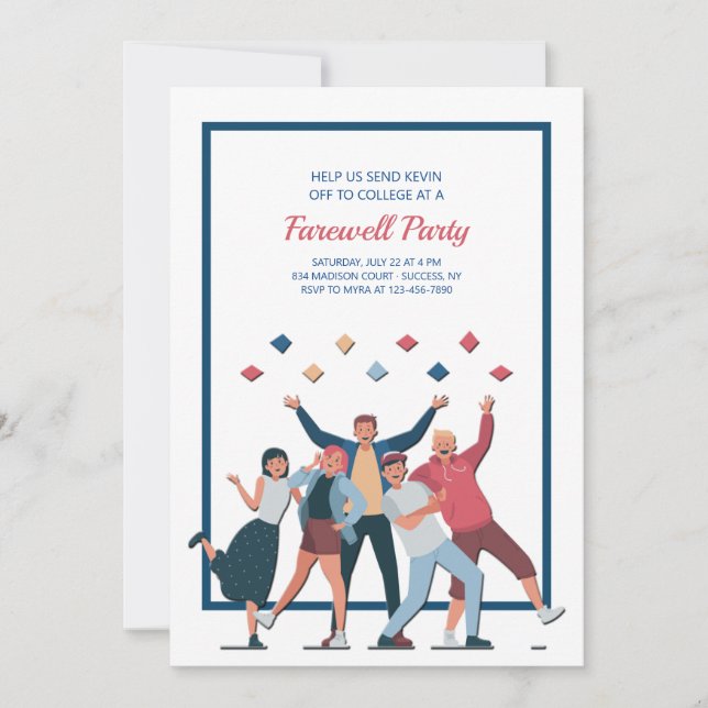 Invitation de la fête d'adieu de College Bound (Devant)