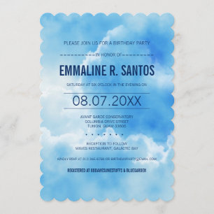 Invitation de la fête d'anniversaire Blue Sky