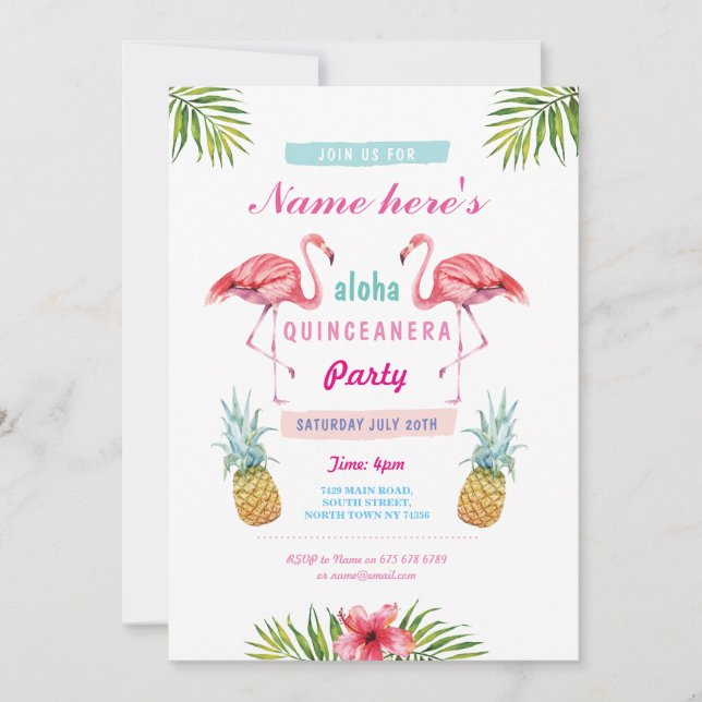 Invitation de la fête d'anniversaire d'Aloha Flama (Devant)