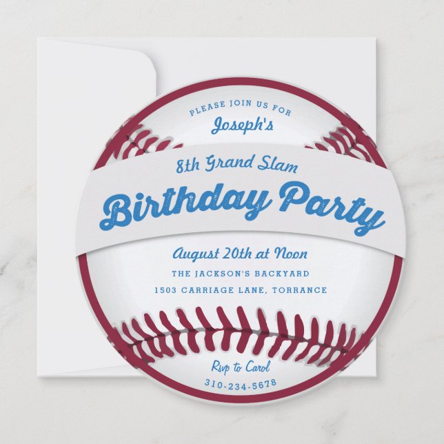 Invitation de la fête d'anniversaire de baseball (Devant)