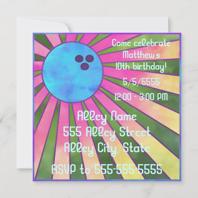 Invitation de la fête d'anniversaire de Bowling co (Devant)