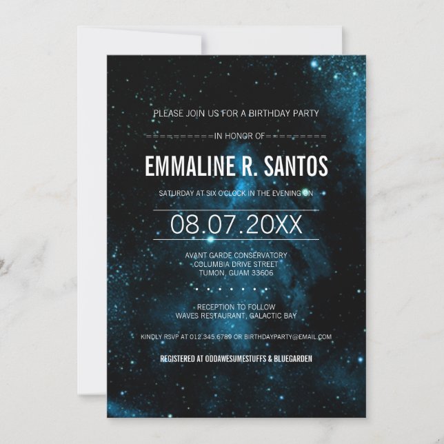 Invitation de la fête d'anniversaire de Galaxy (Devant)
