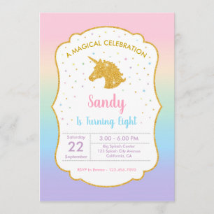 Invitation de la fête d'anniversaire de la Unicorn