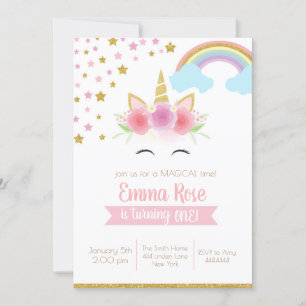 Invitation de la fête d'anniversaire de la Unicorn