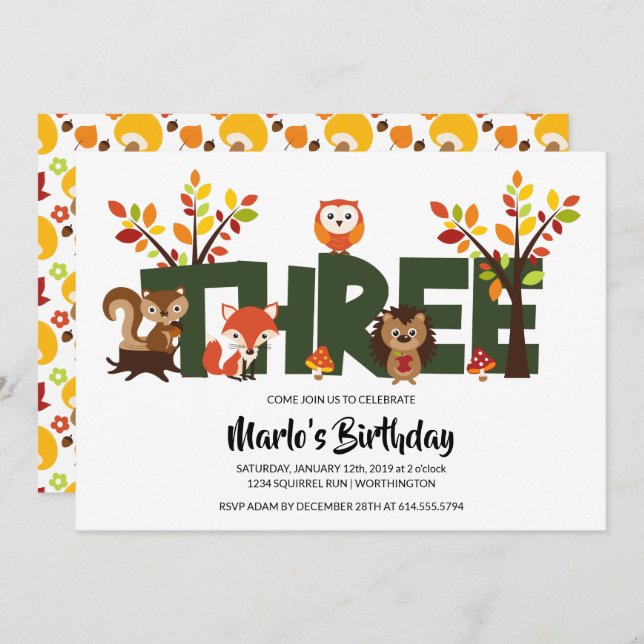Invitation de la fête d'anniversaire de l'animal f (Devant / Derrière)
