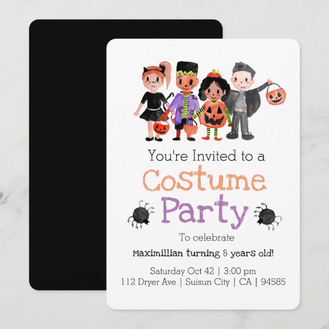 Invitation de la fête d'anniversaire de l'Hallowee (Devant / Derrière)