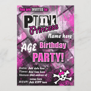 Invitation de la fête d'anniversaire de Punk Princ