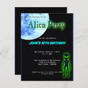 Invitation de la fête d'anniversaire des Aliens su