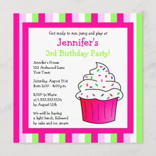 Invitation de la fête d'anniversaire du Cupcake au