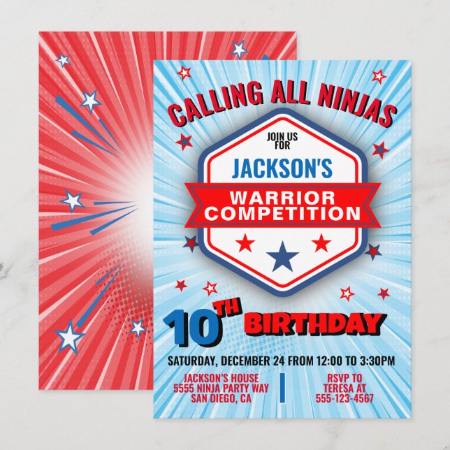 Invitation de la fête d'anniversaire du guerrier N (Devant / Derrière)